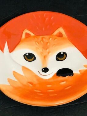 Earthenware Fox Critter Animal Dessert/Salad Plate